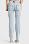 WR.UP® SNUG Jeans - 2 Button High Waisted - Bootcut - Light Blue + Yellow Stitching 8