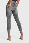WR.UP® SNUG Ripped Jeans - High Waisted - Full Length - Grey Stonewash + Grey Stitching 10