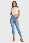 WR.UP® SNUG Jeans - High Waisted - 7/8 Length - Light Blue + Yellow Stitching 3