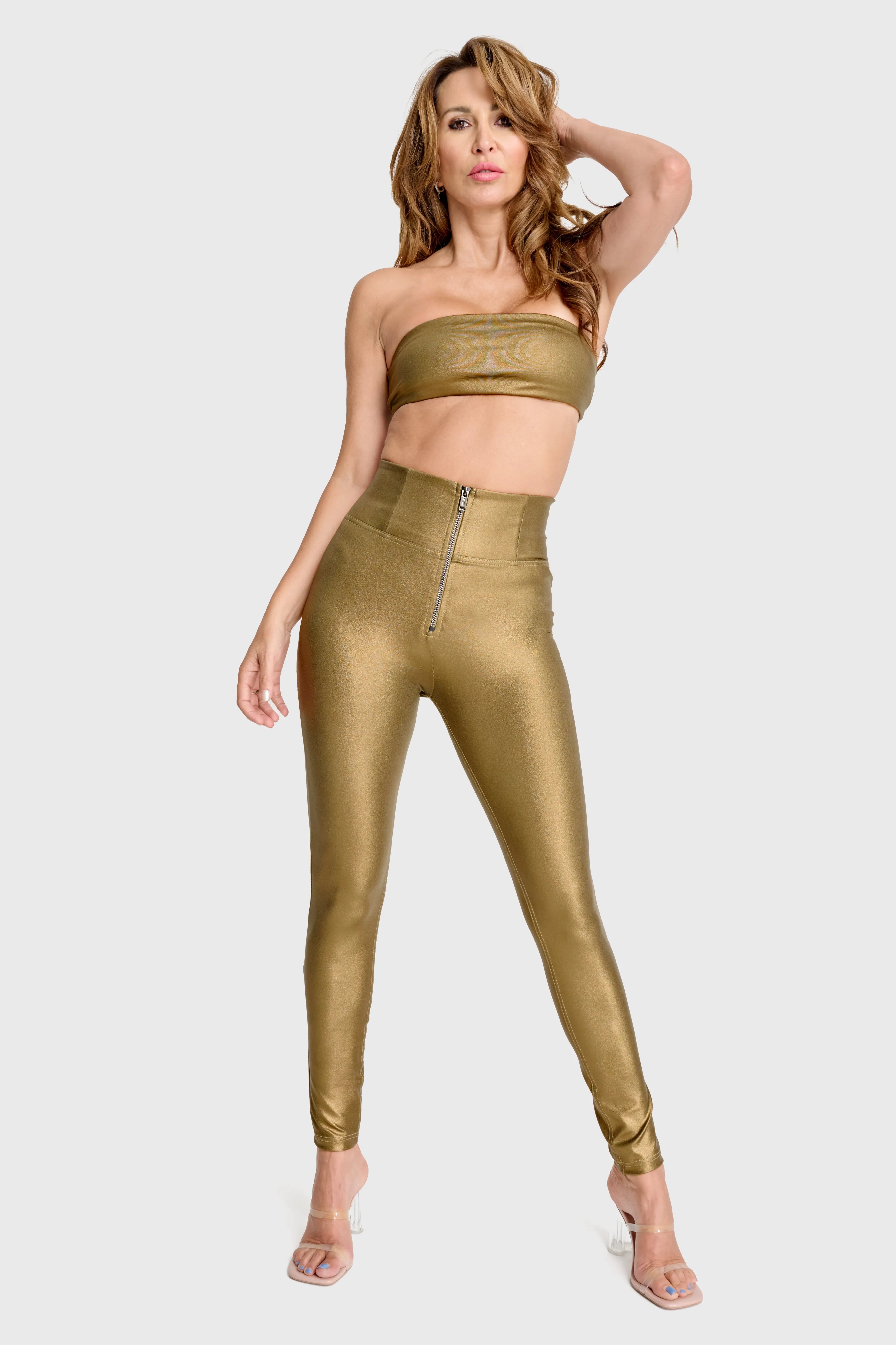 WRUP Disco Pants - Super High Waisted - Full Length - Olive Green 1