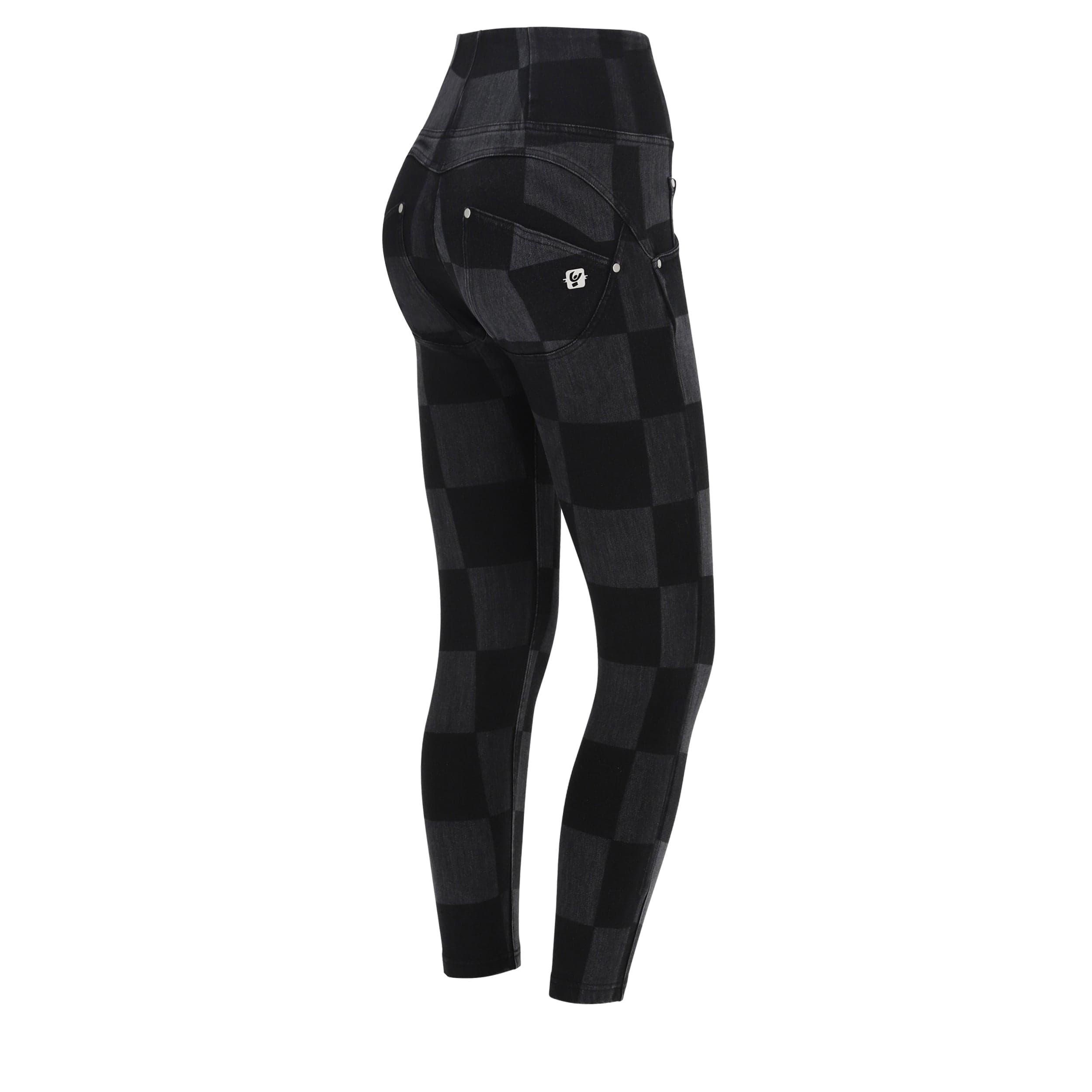 WR.UP® Snug Checkered Jeans - High Waisted - 7/8 Length - Black & Grey 1