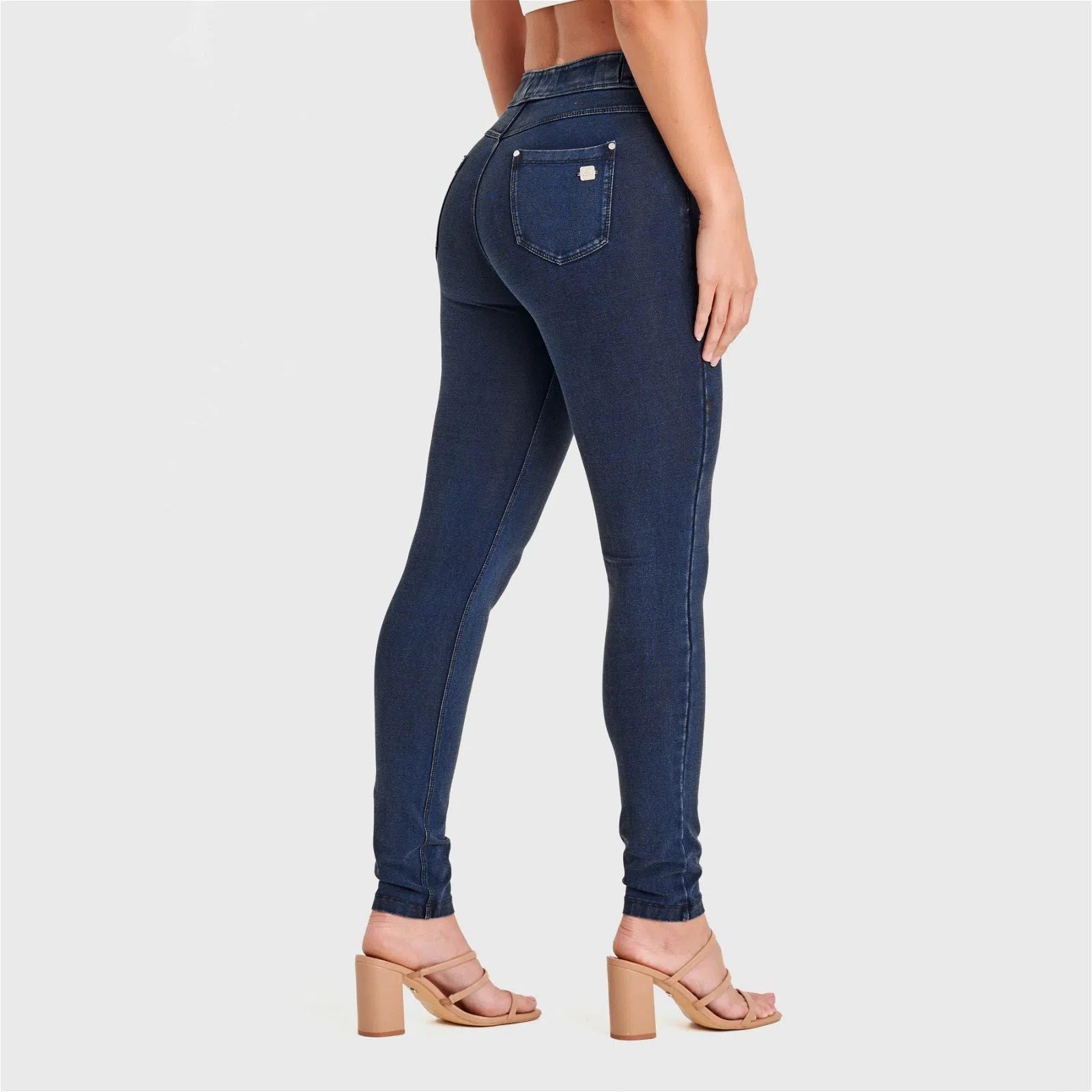 N.O.W® Denim - High Waisted - Full Length - Dark Blue + Blue Stitching 2