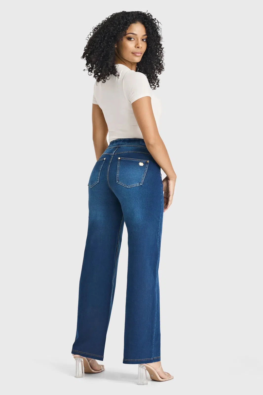 N.O.W® Denim Limited Edition - High Waisted - Wide Leg - Dark Blue + Yellow Stitching N.O.W® Denim Limited Edition - High Waisted - Wide Leg - Dark Blue + Yellow Stitching
