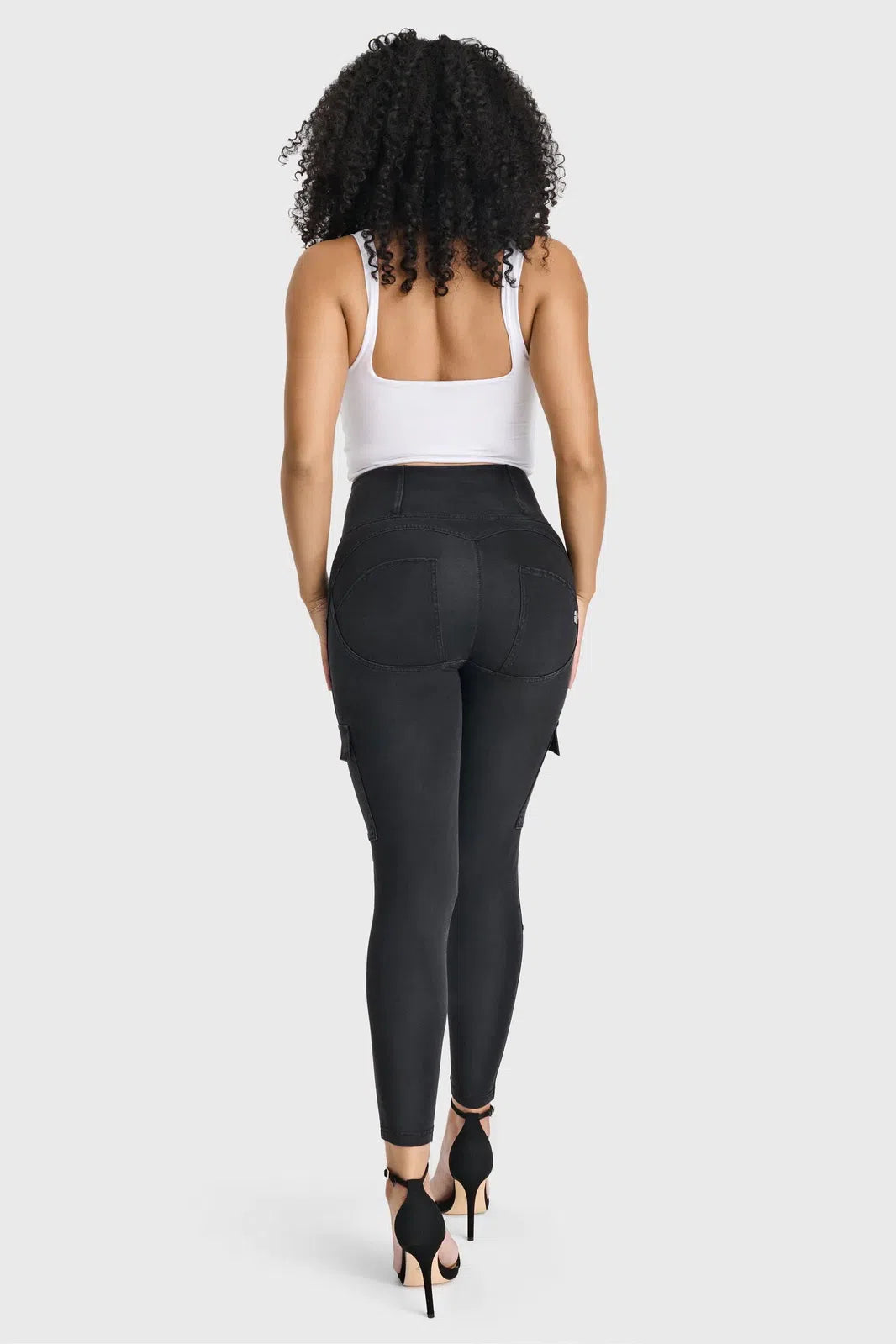 WRUP Cargo Denim - High Waisted - 7/8 Length - Black + Black Stitching 3