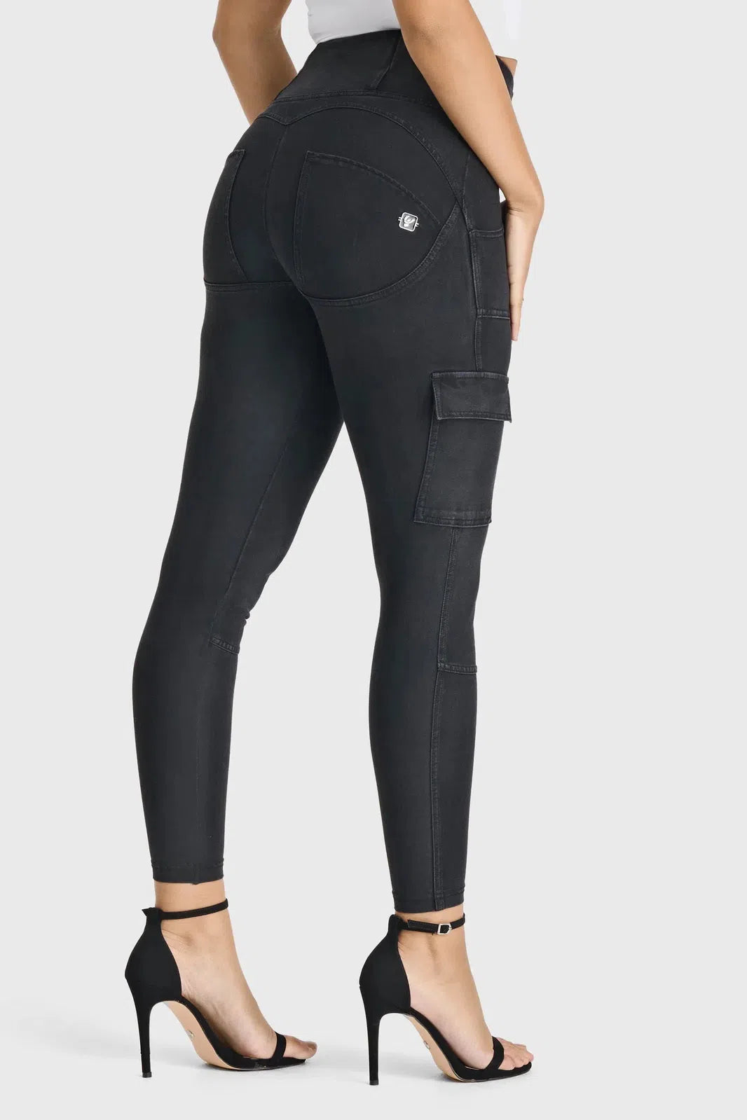 WRUP Cargo Denim - High Waisted - 7/8 Length - Black + Black Stitching 1