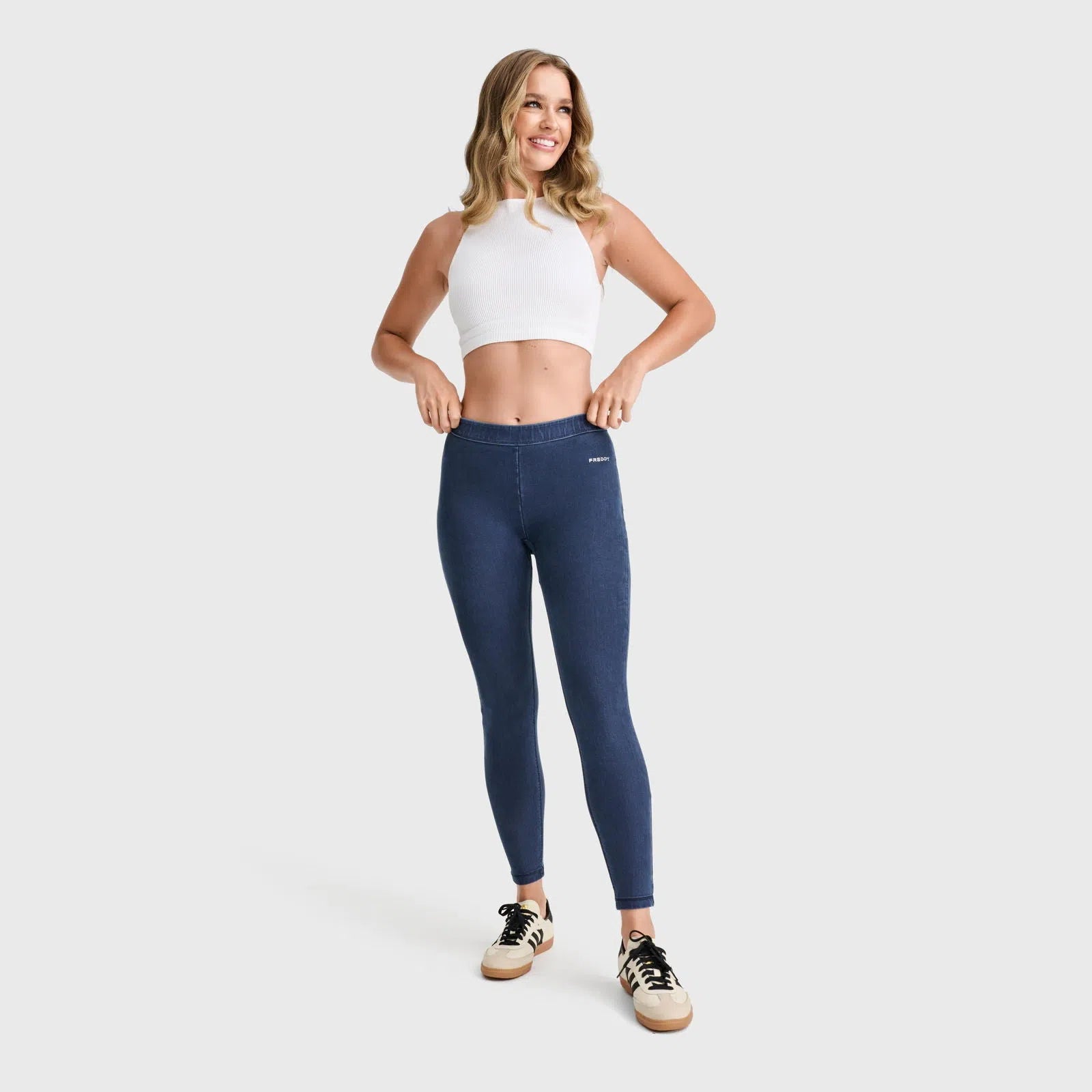 WRUP Core Denim - Mid Rise - 7/8 Length - Dark Blue + Blue Stitching 3