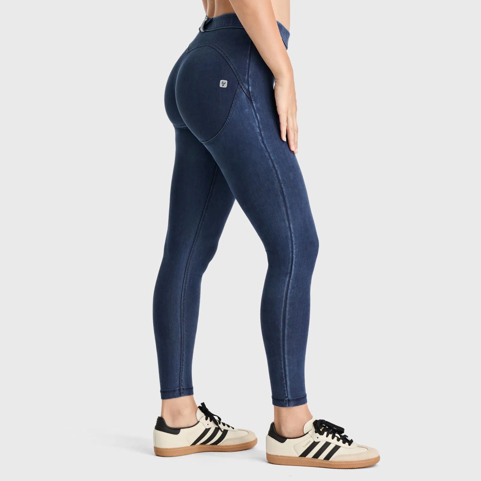 WRUP Core Denim - Mid Rise - 7/8 Length - Dark Blue + Blue Stitching 1