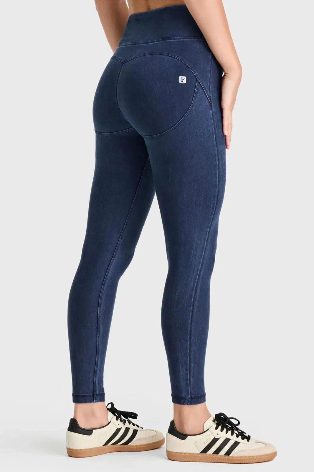 WRUP Core Denim - Super High Waisted - 7/8 Length - Dark Blue + Blue Stitching 2