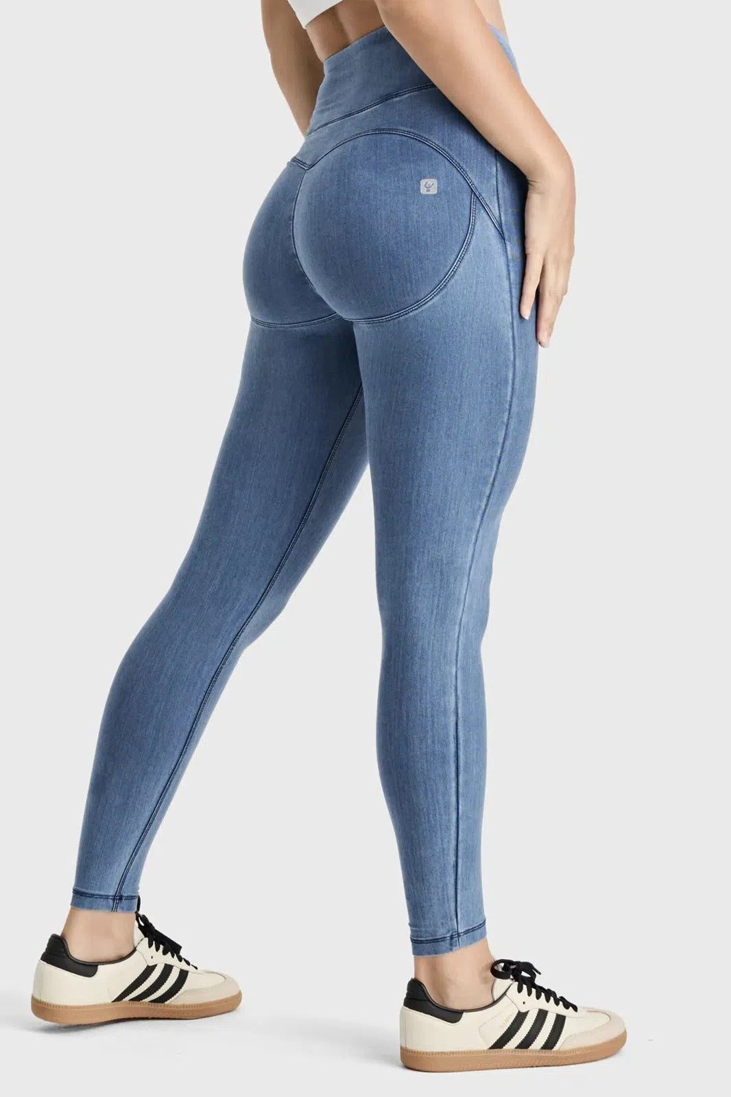 WRUP Core Denim - Super High Waisted - 7/8 Length - Light Blue + Blue Stitching 2