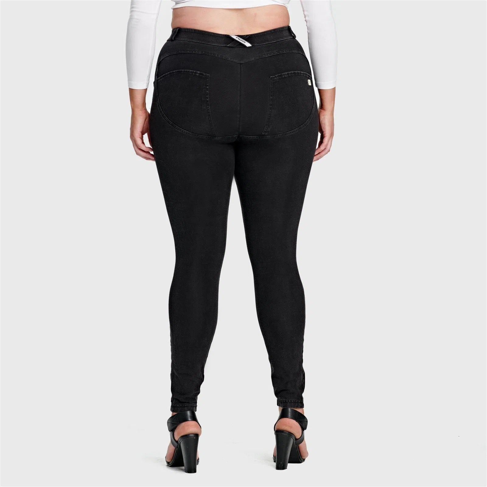 WRUP Curvy Denim - High Waisted - Full Length - Black + Black Stitching 3