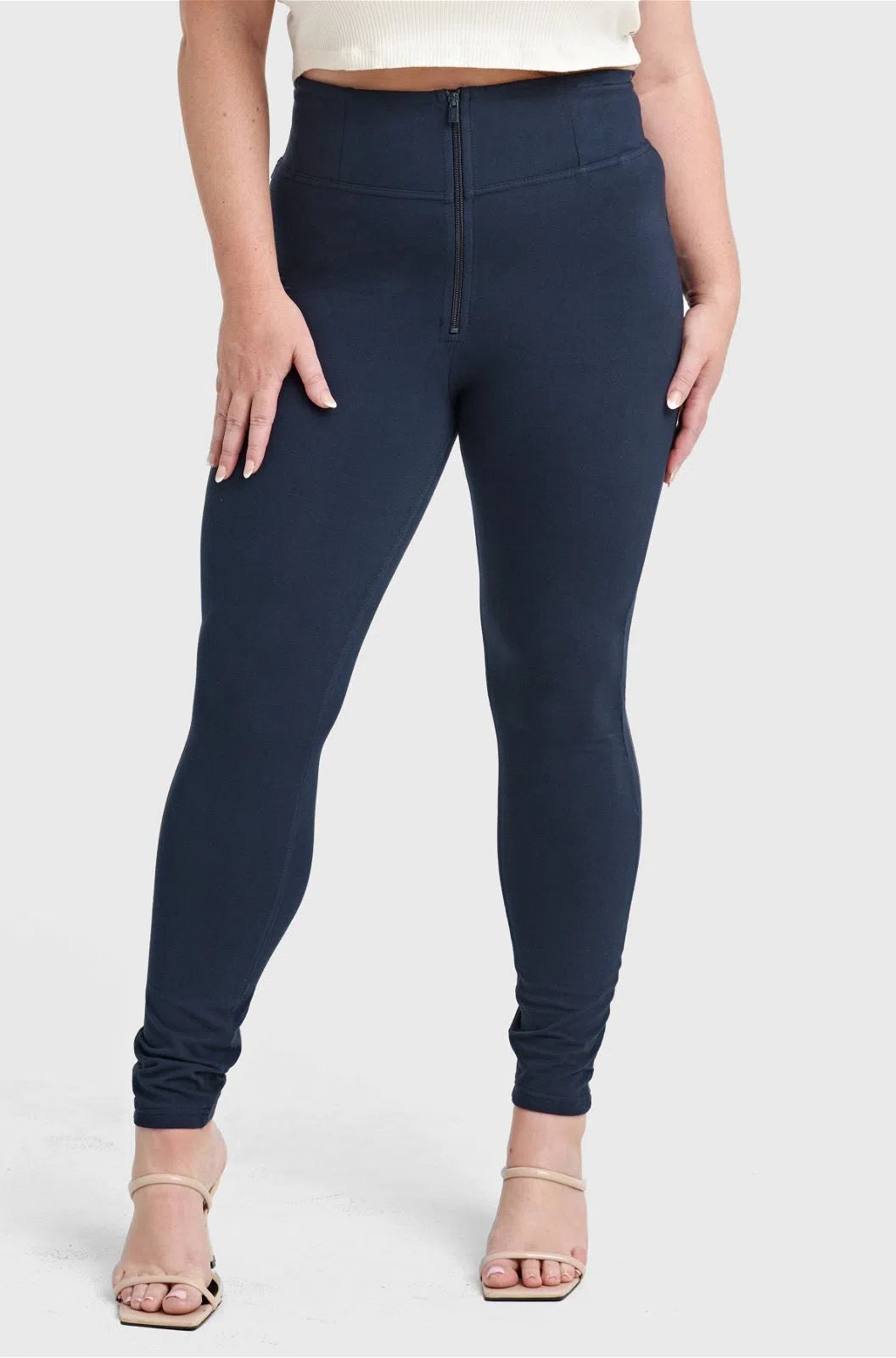 WRUP Curvy Fashion - Zip High Waisted - Full Length - Navy Blue