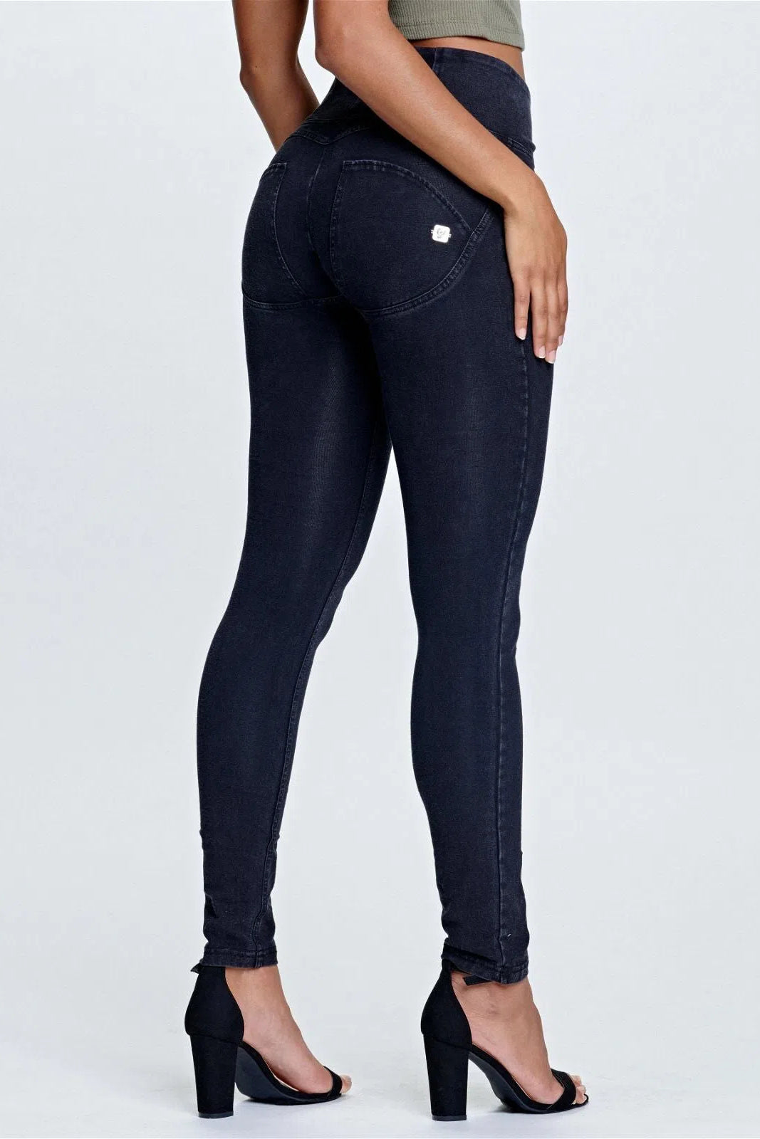 WRUP Denim - High Waisted - Full Length - Black + Black Stitching 1
