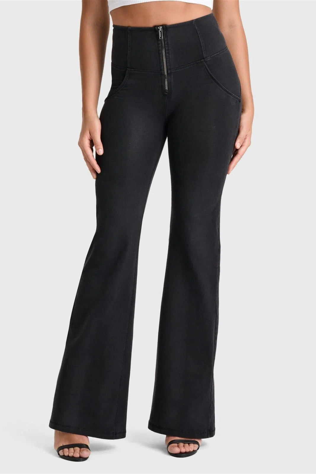 WRUP Denim - High Waisted - Super Flare - Black + Black Stitching 2