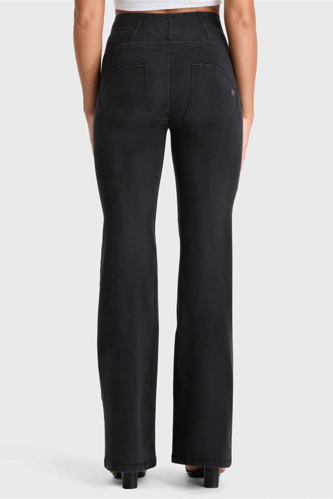 WRUP Denim - High Waisted - Super Flare - Black + Black Stitching 3