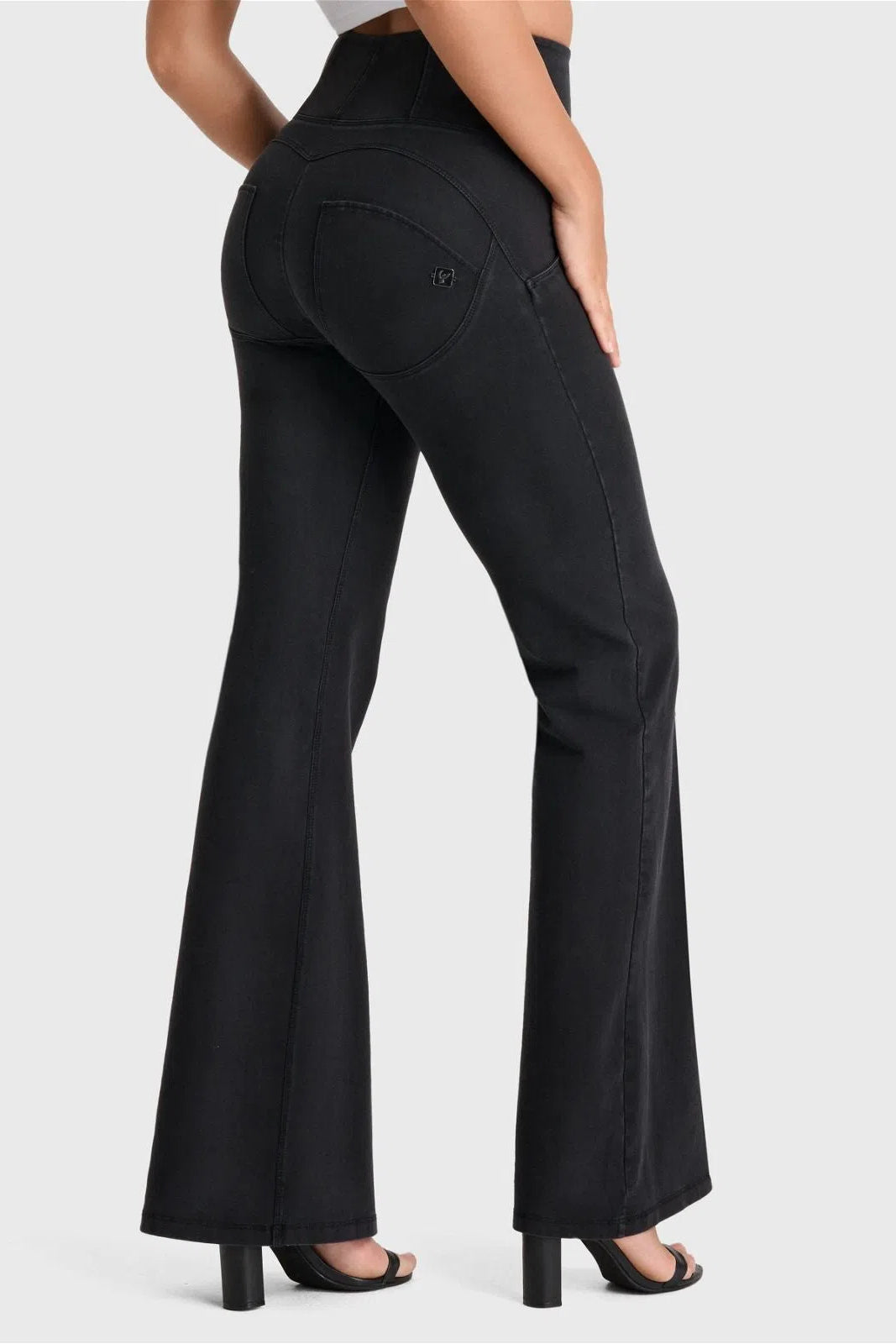 WRUP Denim - High Waisted - Super Flare - Black + Black Stitching 1