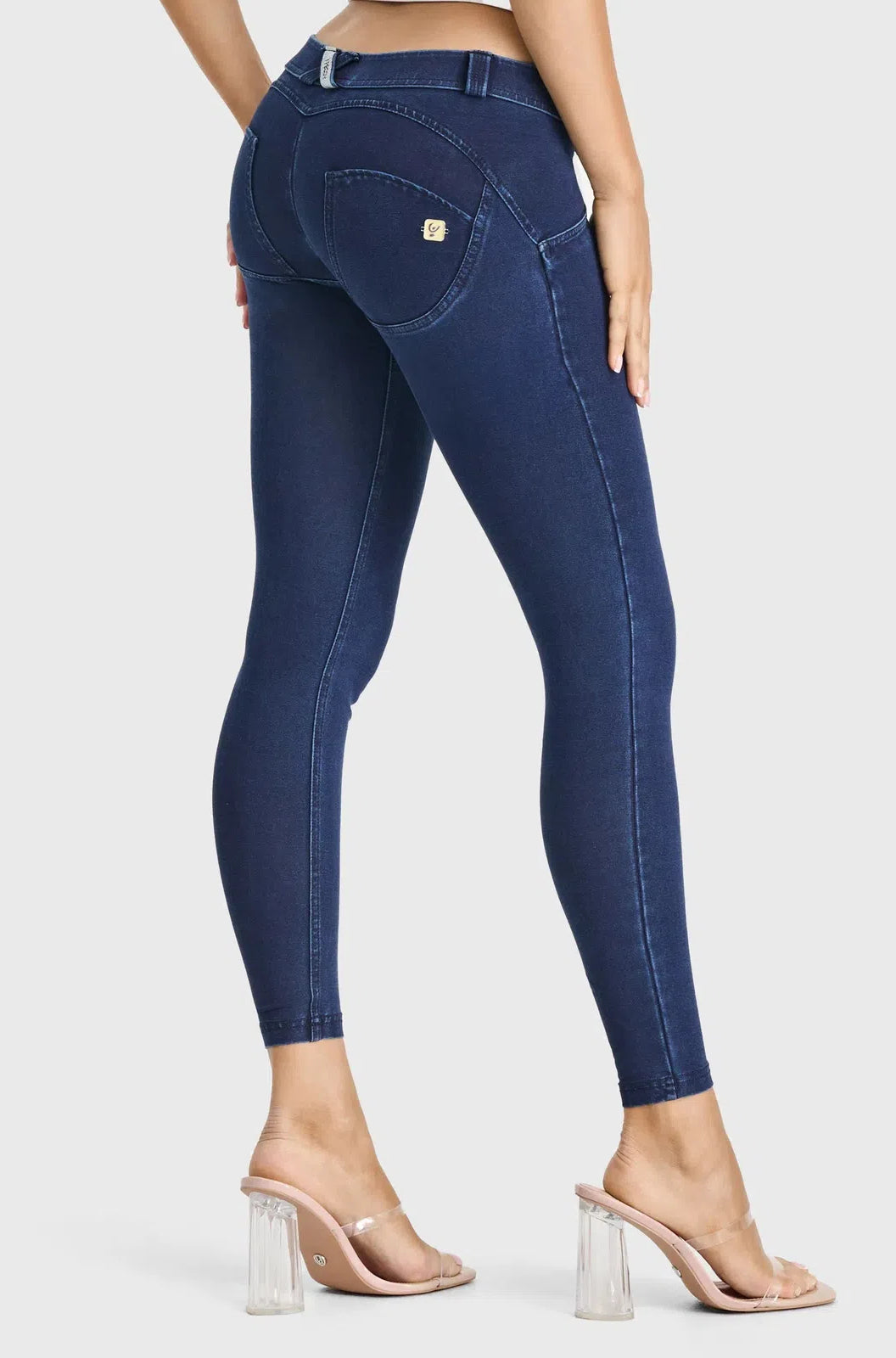WRUP Denim - Low Rise - 7/8 Length - Dark Blue + Blue Stitching