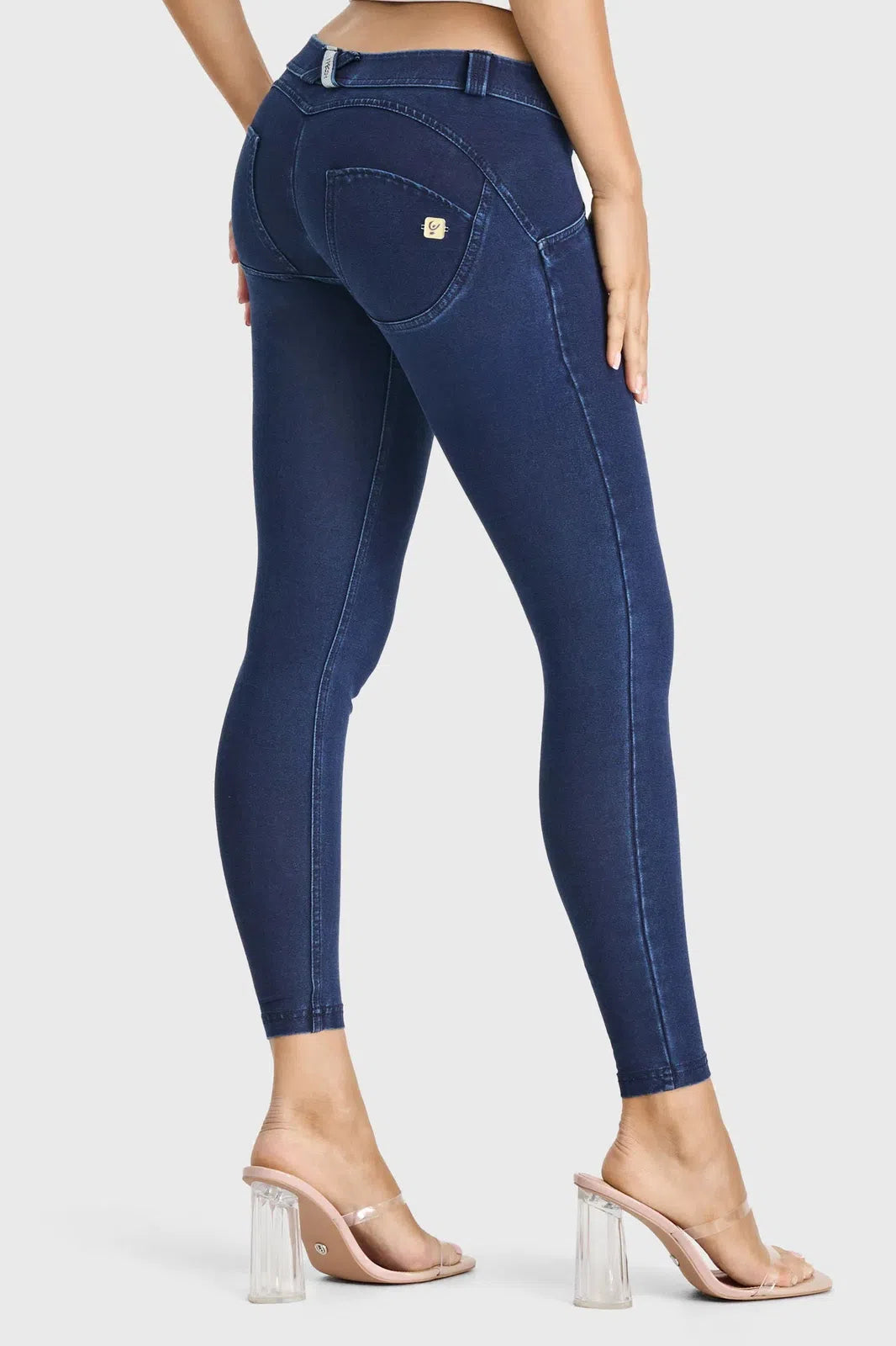 WRUP Denim - Low Rise - 7/8 Length - Dark Blue + Blue Stitching 1