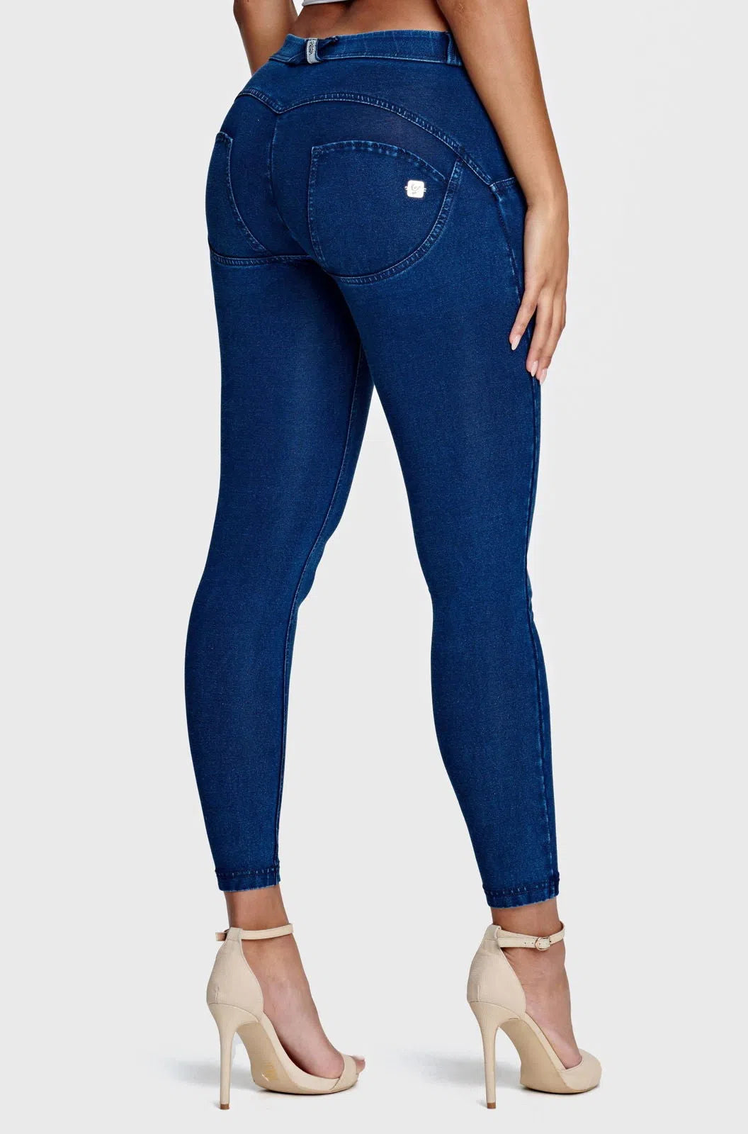 WRUP Denim - Mid Rise - 7/8 Length - Dark Blue + Blue Stitching