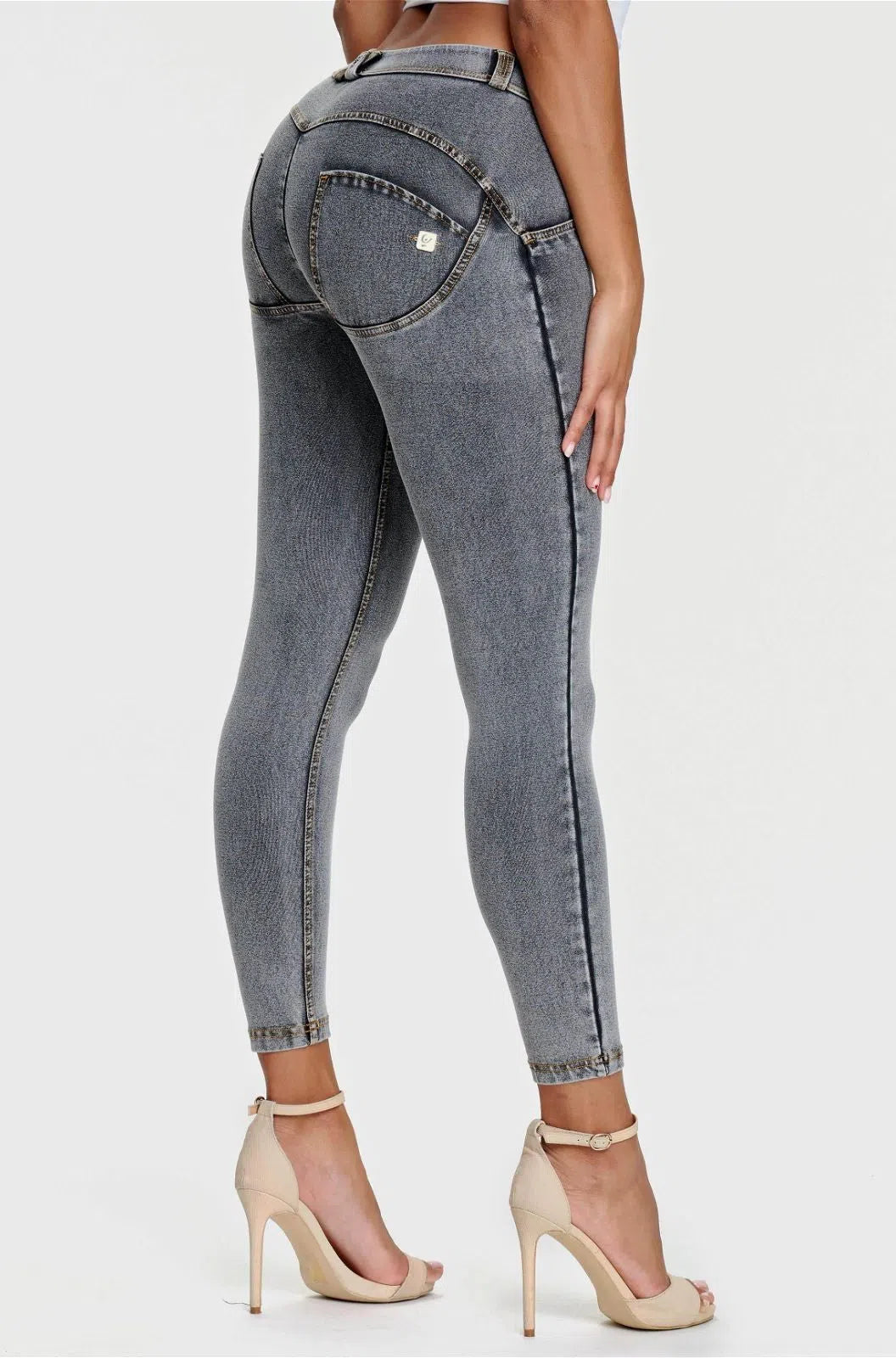 WRUP Denim - Mid Rise - 7/8 Length - Grey + Yellow Stitching