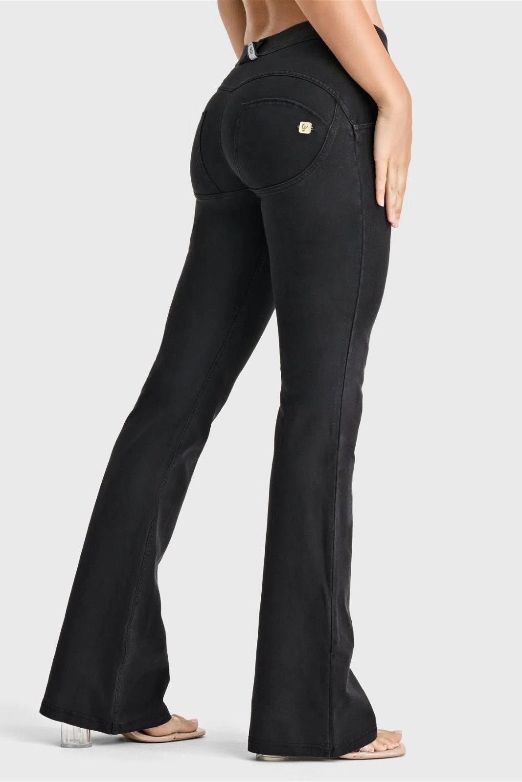 WRUP Denim - Mid Rise - Bell Bottom Flare - Black + Black Stitching 1