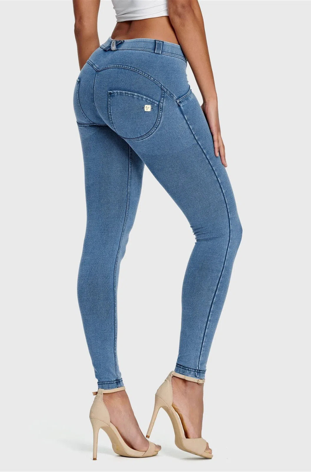 WRUP Denim - Mid Rise - Full Length - Light Blue + Blue Stitching