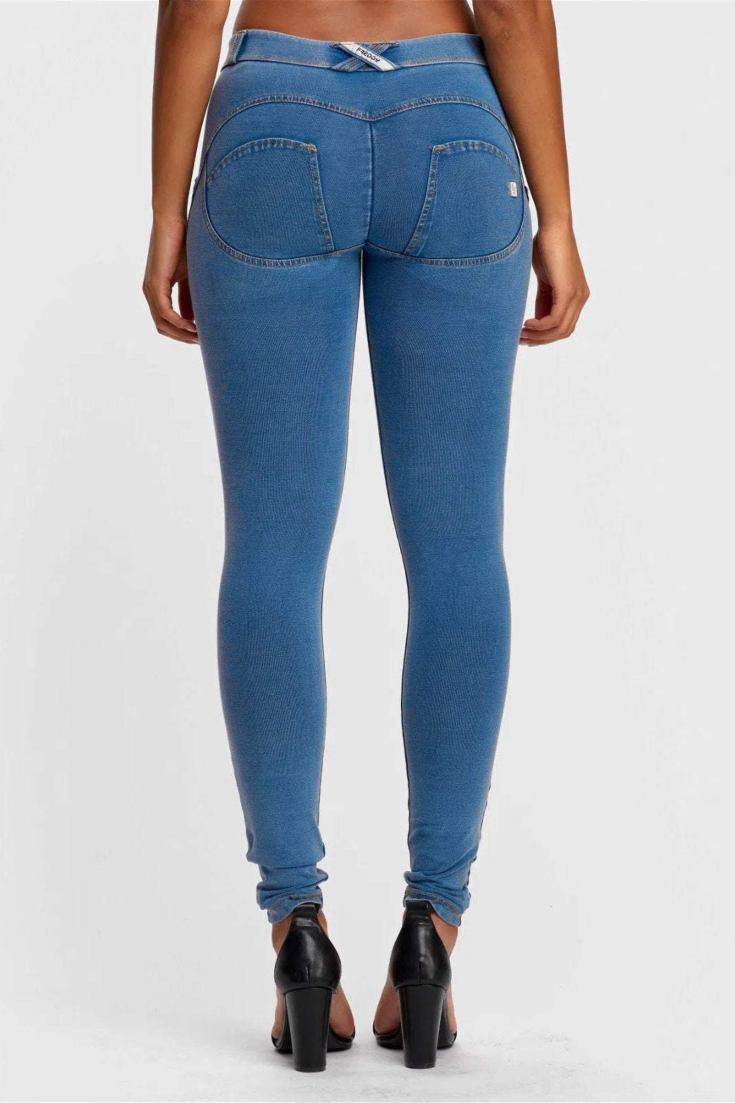 WRUP Denim - Mid Rise - Full Length - Light Blue + Yellow Stitching 2