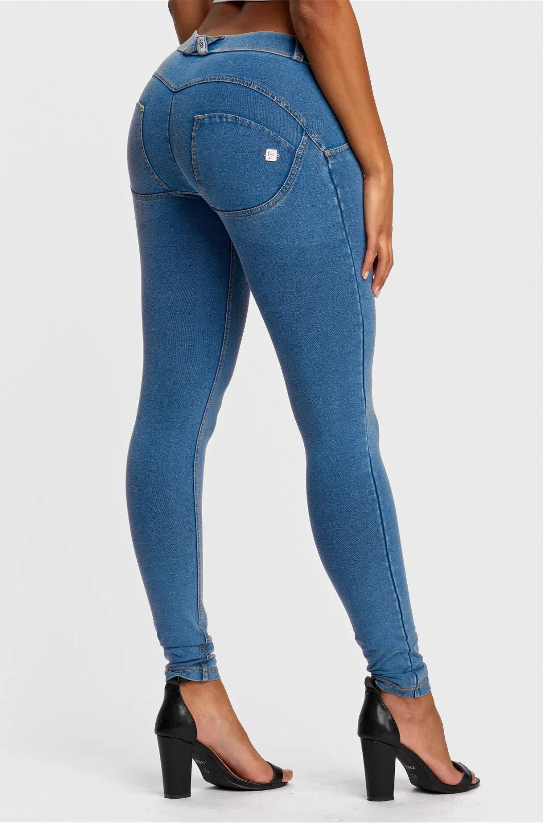 WRUP Denim - Mid Rise - Full Length - Light Blue + Yellow Stitching