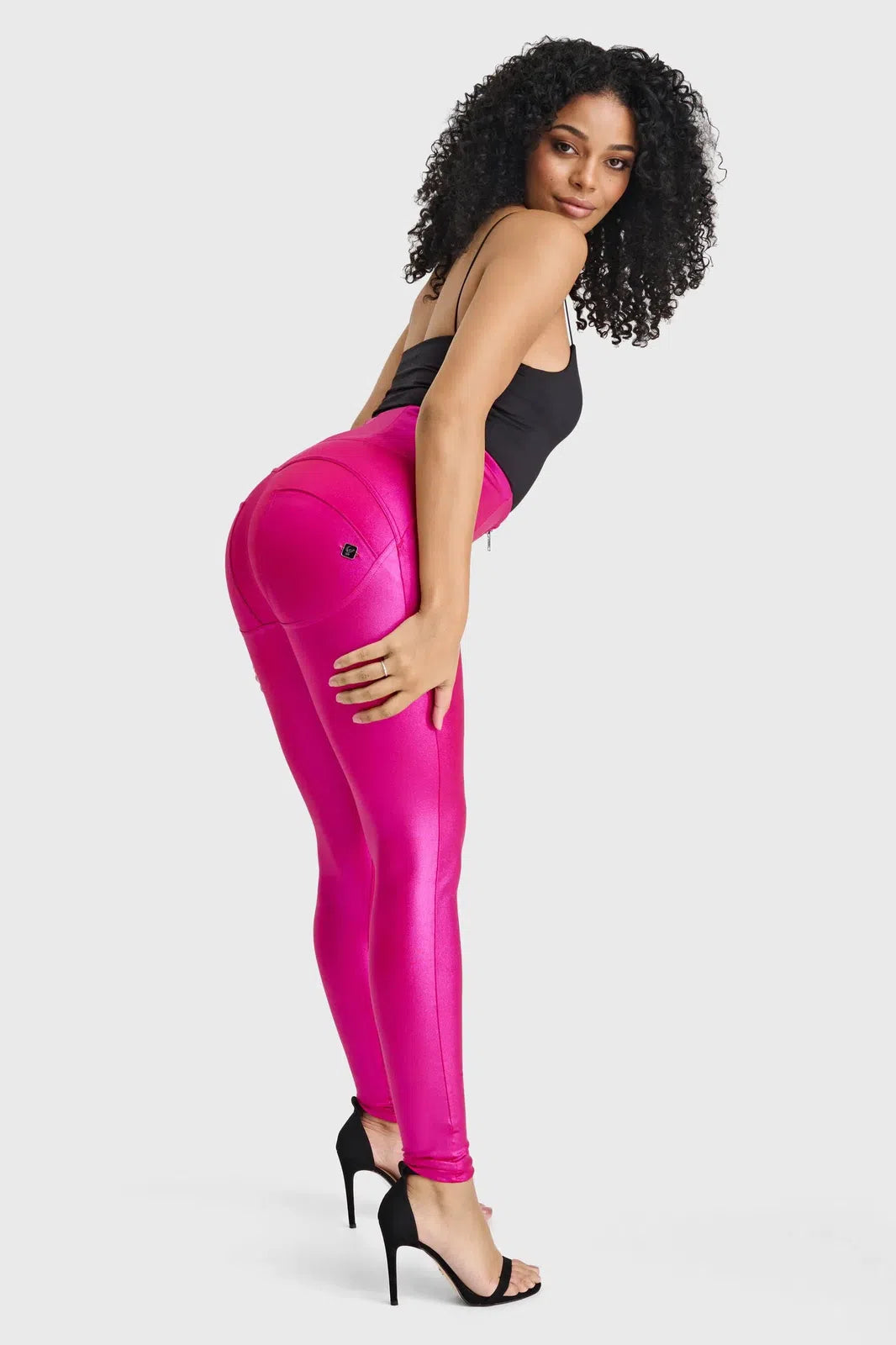 WRUP Disco Pants - Super High Waisted - Full Length - Hot Pink 2