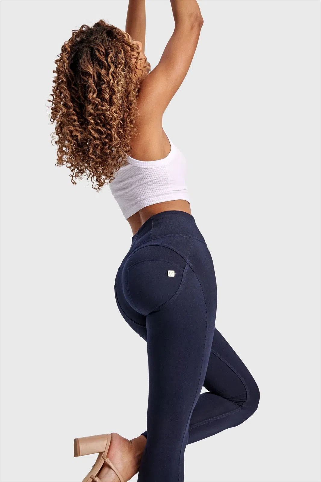 WRUP Fashion - High Waisted - 7/8 Length - Navy Blue 3