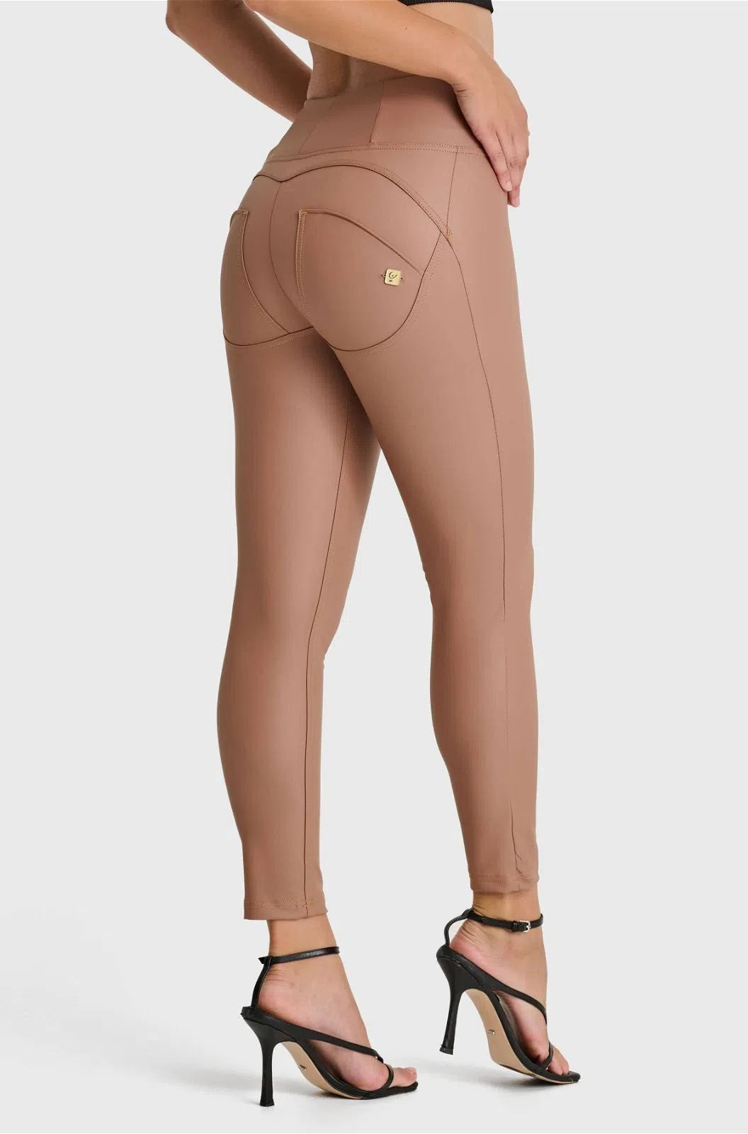 WRUP Faux Leather - High Waisted - 7/8 Length - Mocha