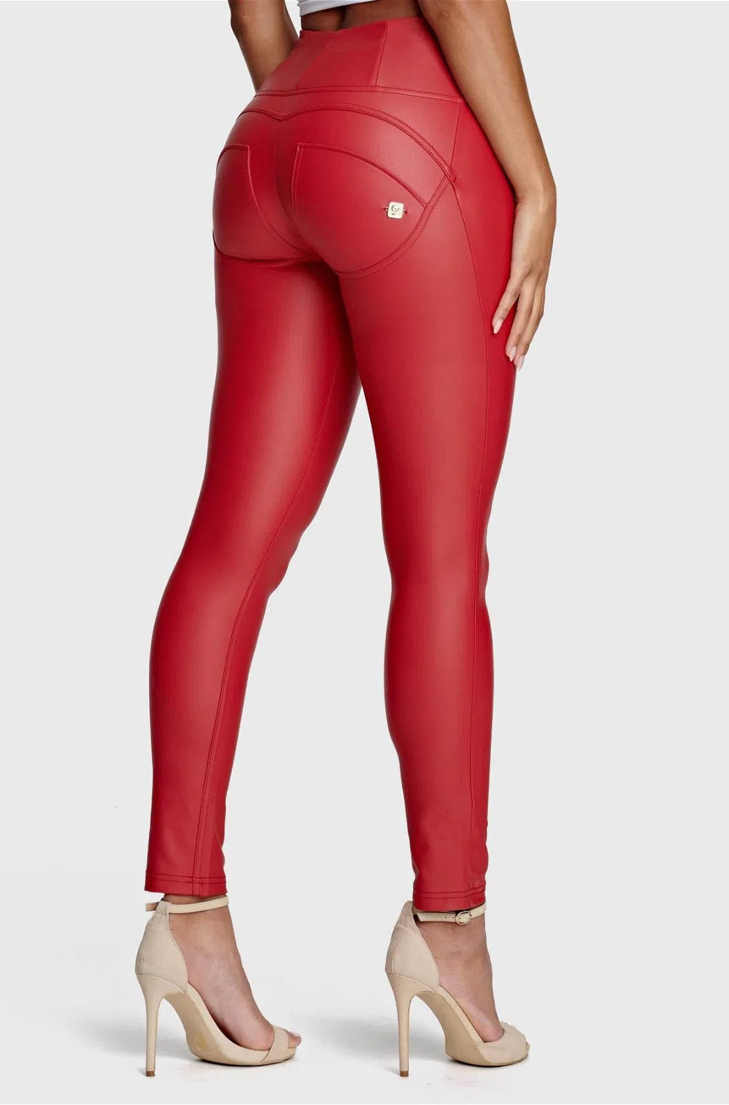 WRUP Faux Leather - High Waisted - Full Length - Red