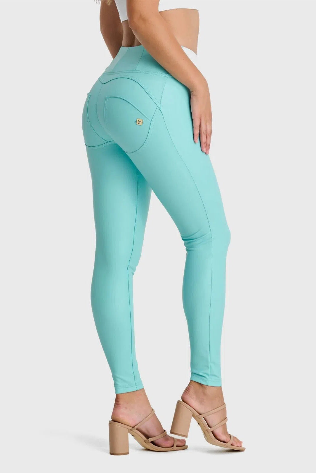 WRUP Faux Leather - High Waisted - Full Length - Sky Blue 2