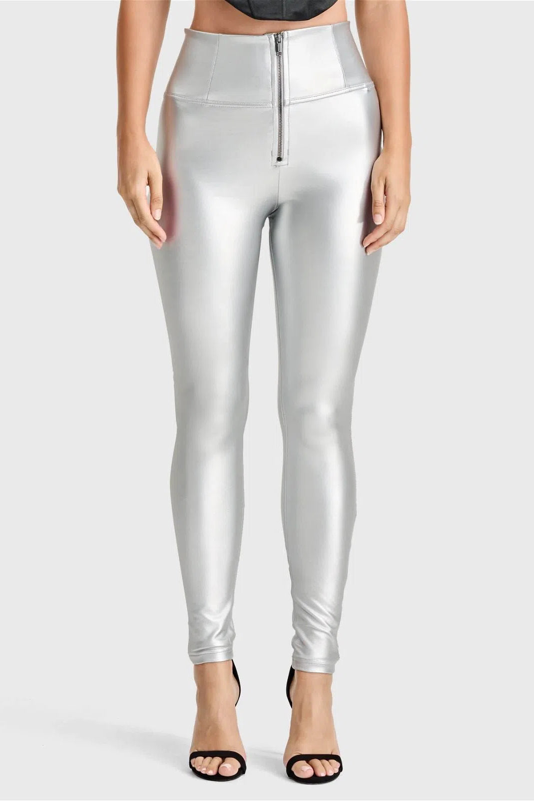 WRUP Faux Leather - Super High Waisted - Full Length - Silver 2