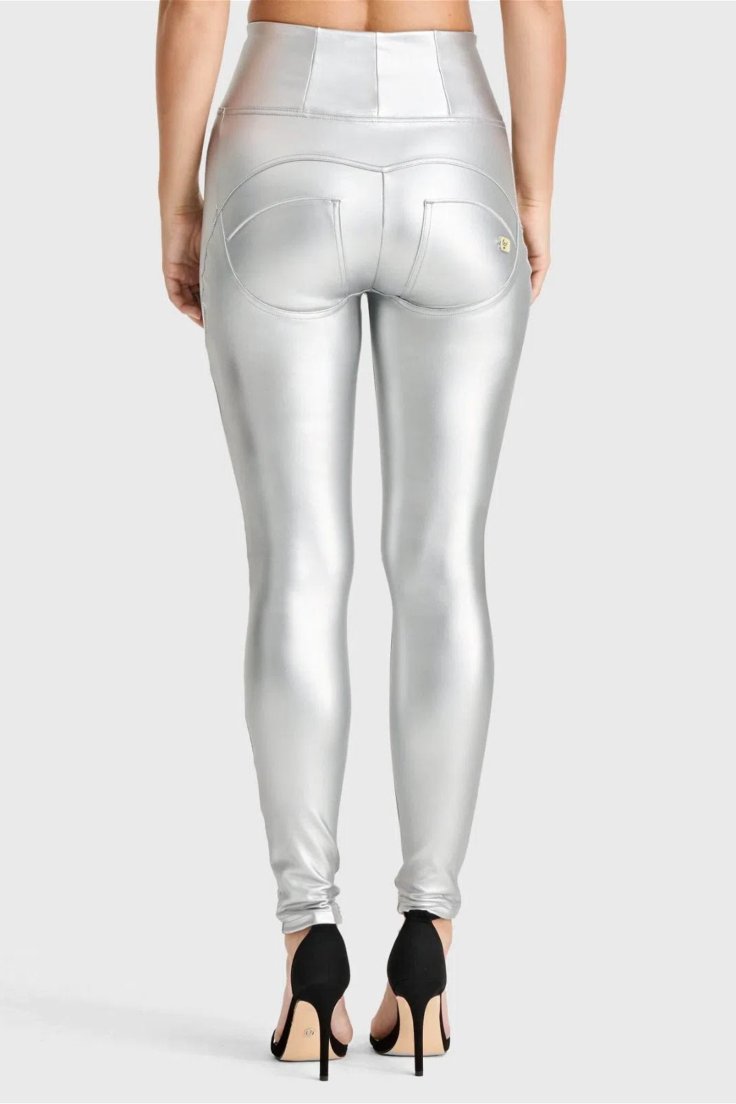 WRUP Faux Leather - Super High Waisted - Full Length - Silver 3