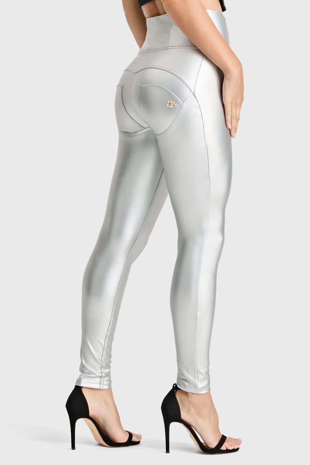 WRUP Faux Leather - Super High Waisted - Full Length - Silver 1