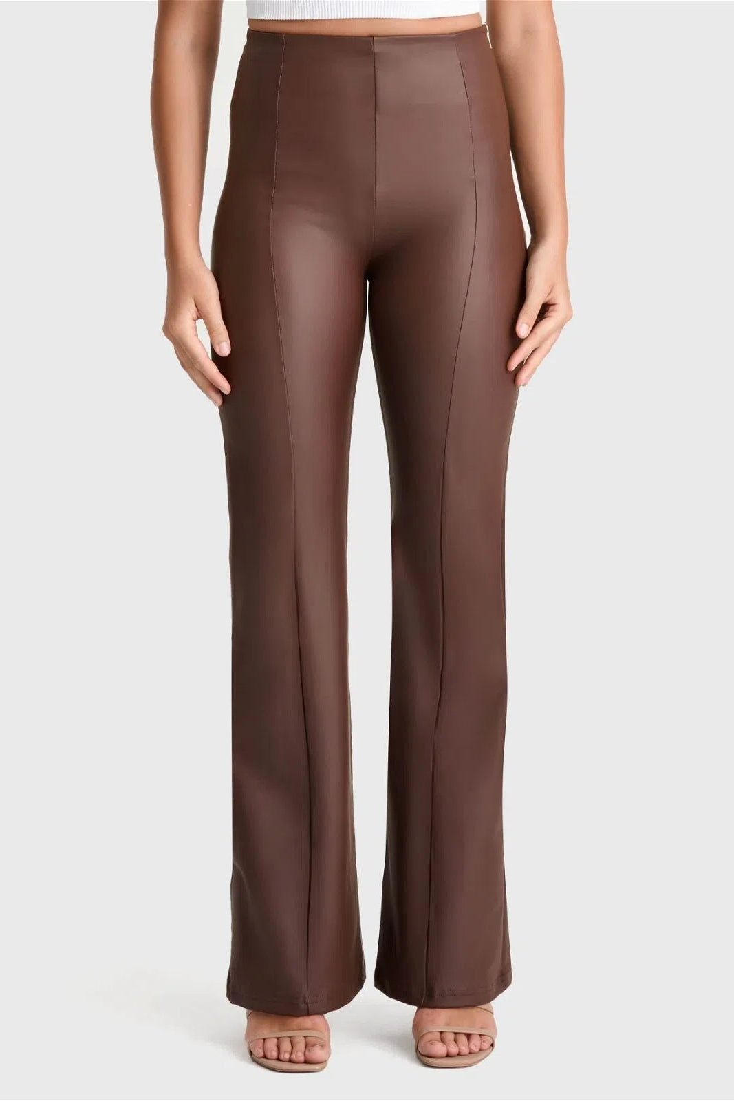 WRUP Faux Leather - Super High Waisted - Super Flare - Chocolate 2