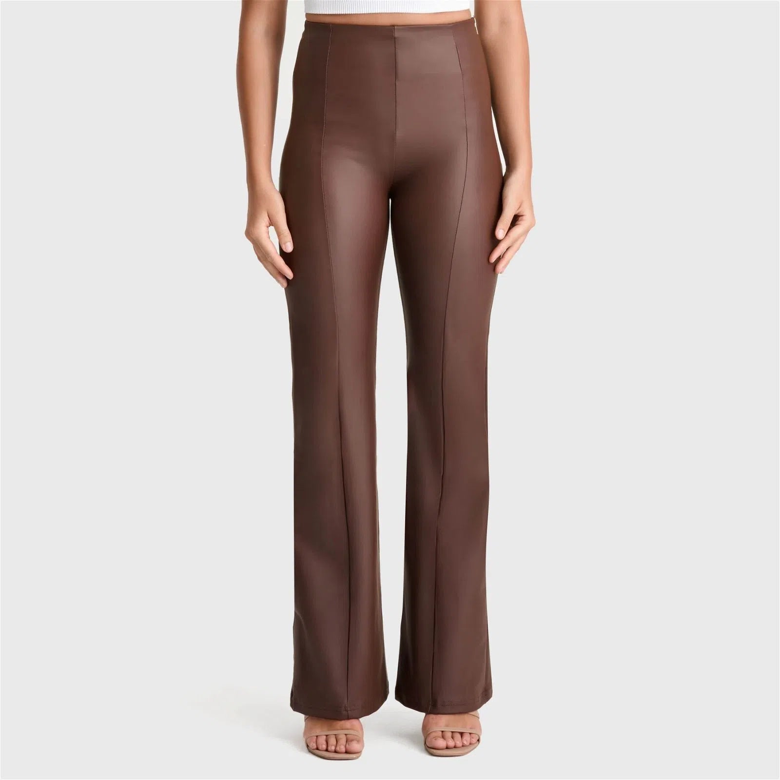 WRUP Faux Leather - Super High Waisted - Super Flare - Chocolate 2