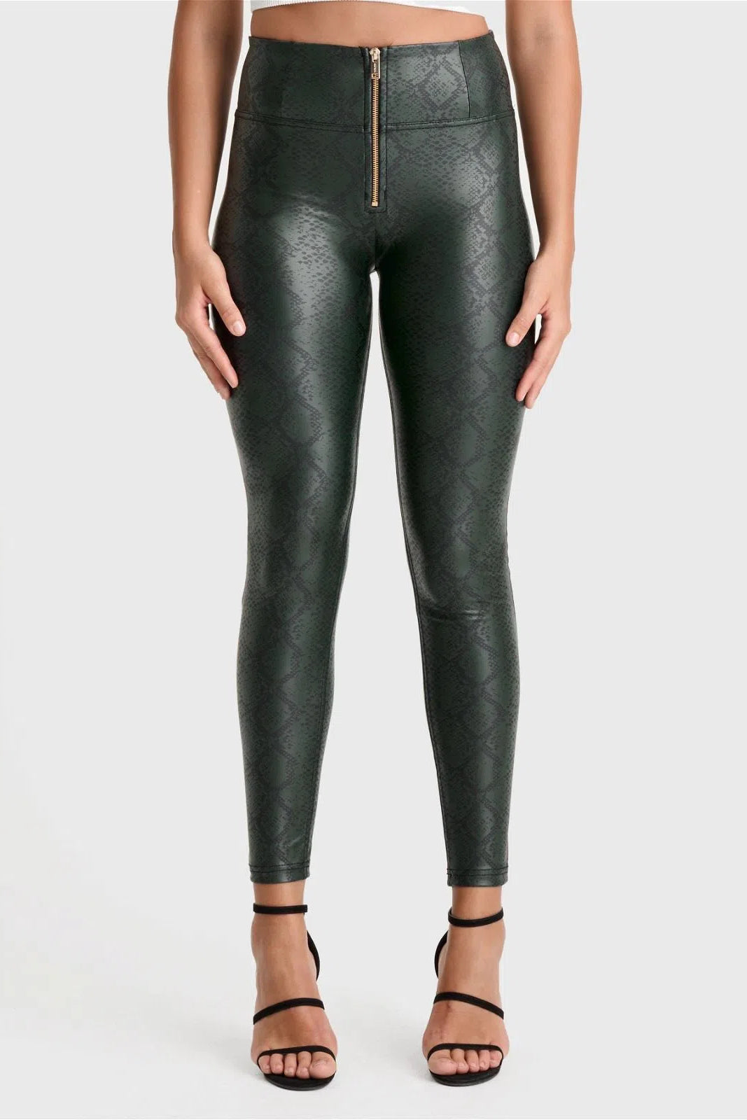 WRUP Python Faux Leather Limited Edition - High Waisted - Full Length - Forest Mist 2