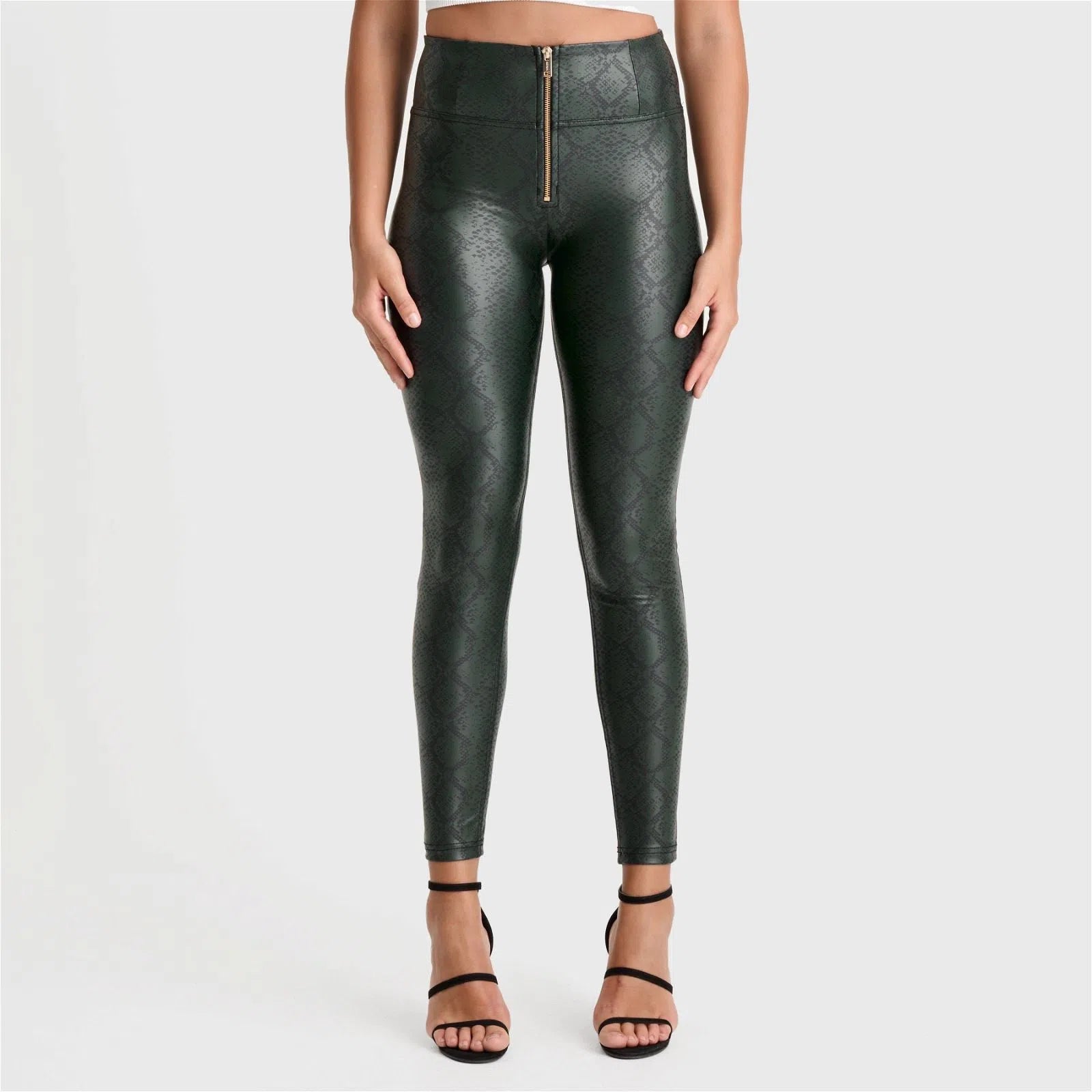 WRUP Python Faux Leather Limited Edition - High Waisted - Full Length - Forest Mist 2