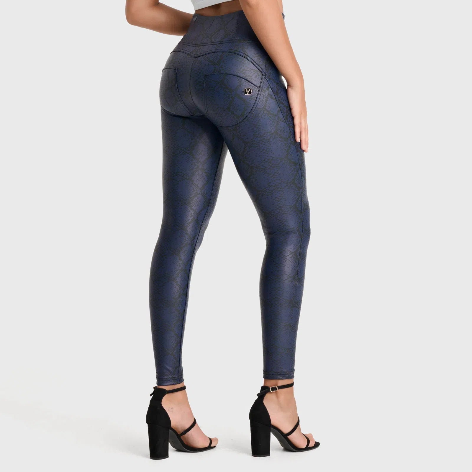 WRUP Python Faux Leather Limited Edition - High Waisted - Full Length - Midnight Blue 1