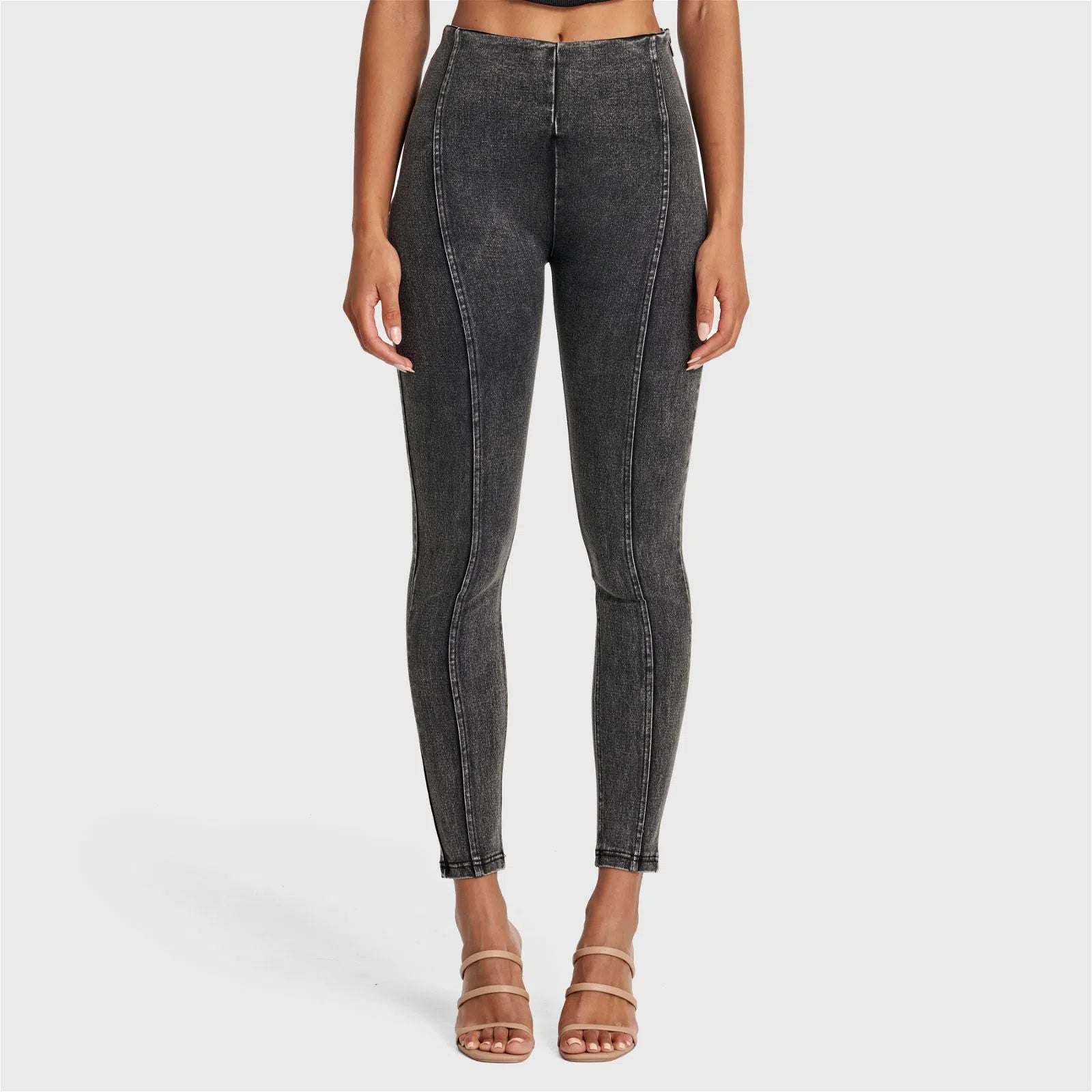 WRUP SNUG Jeans - High Waisted - Full Length - Washed Black + Black Stitching 1