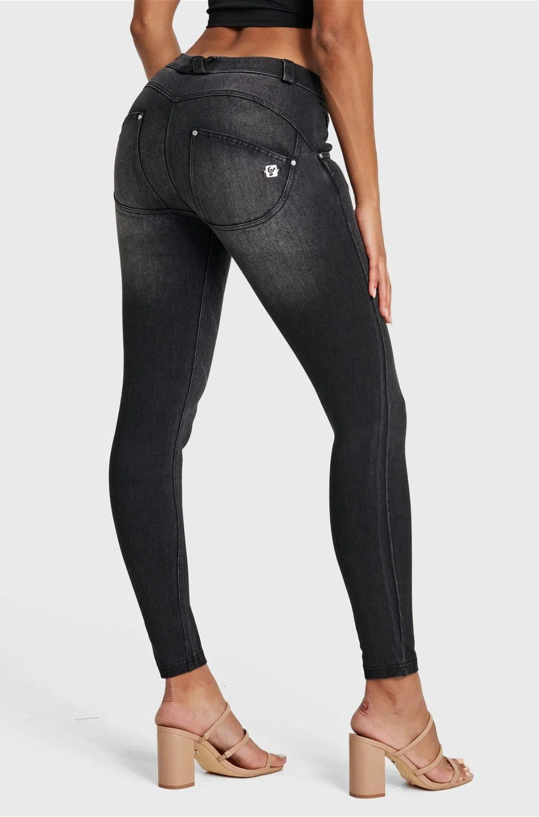 WRUP SNUG Jeans - Mid Rise - Full Length - Black + Black Stitching