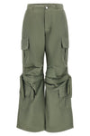 Cargo Pants - High Waisted - Full Length - Military Green 7