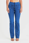 WR.UP® Denim With Front Pockets - Super High Waisted - Flare - Cobalt Blue + Blue Stitching 7