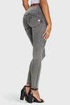 WR.UP® Denim - 3 Button High Waisted - Full Length - Grey + Yellow Stitching 11