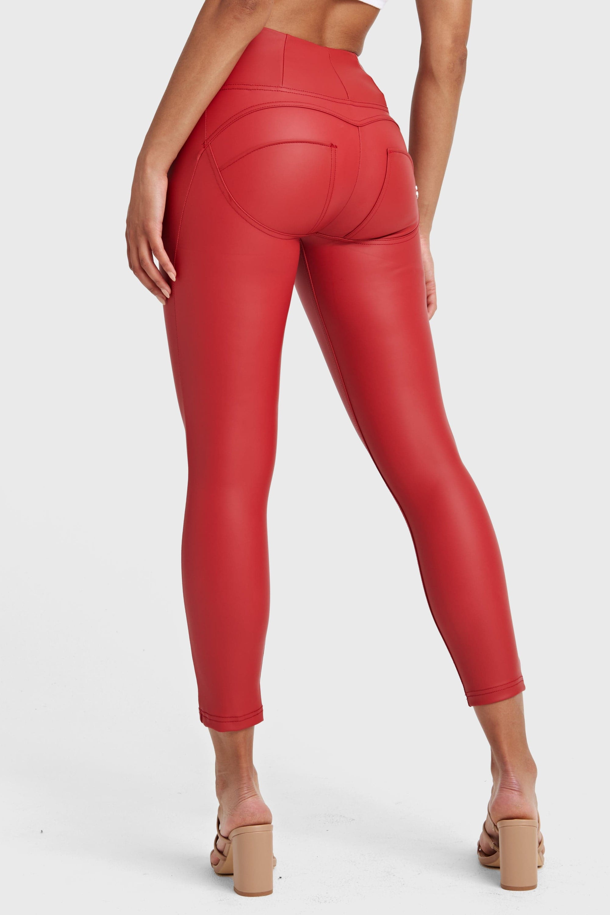 WR.UP® Faux Leather - High Waisted - 7/8 Length - Red 8