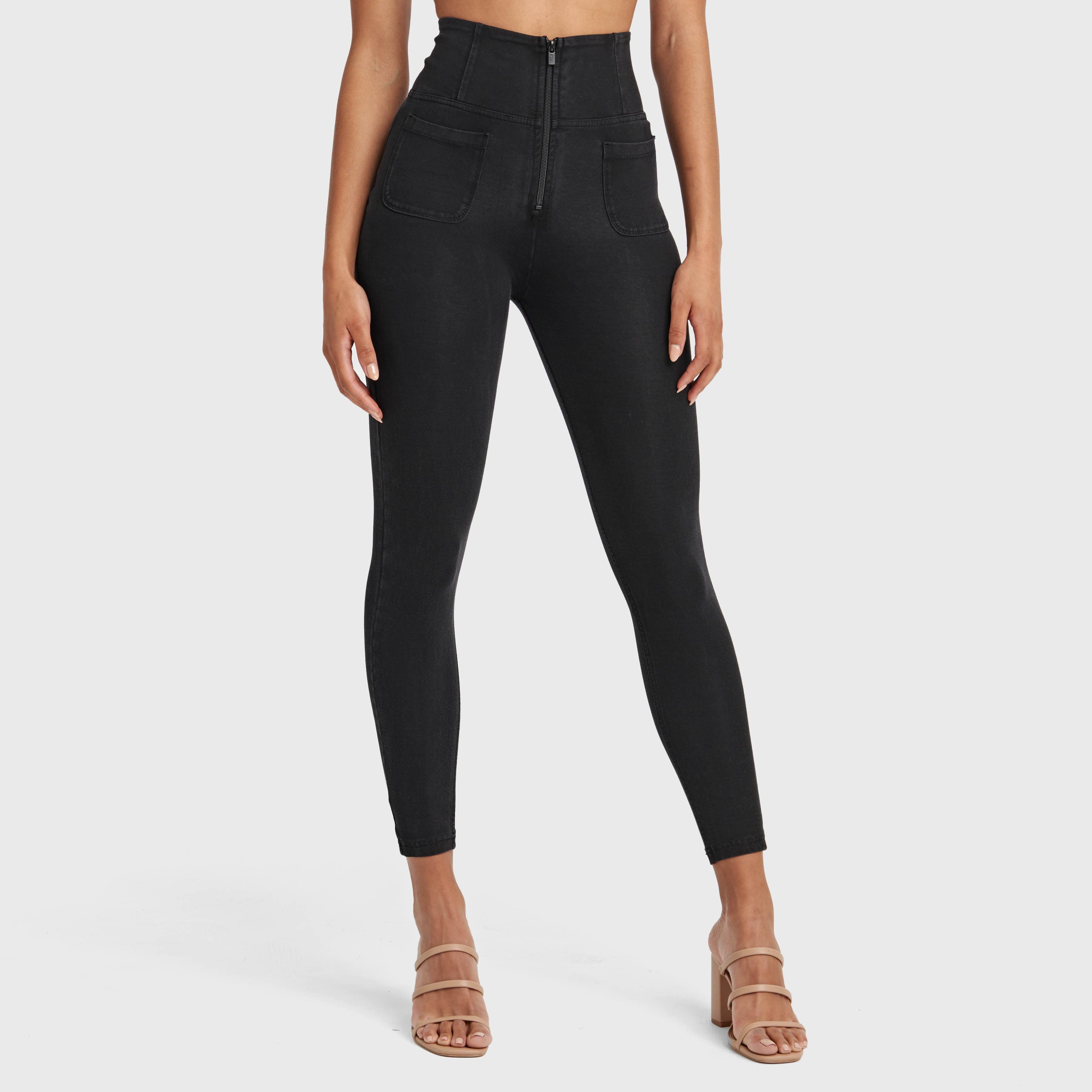WR.UP® Denim With Front Pockets - Super High Waisted - 7/8 Length - Black + Black Stitching 1