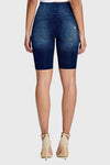 WR.UP® Denim - High Waisted - Biker Shorts - Dark Blue + Blue Stitching 7
