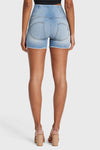 WR.UP® Snug Jeans - 3 Button High Waisted - Shorts - Light Blue + Yellow Stitching 8