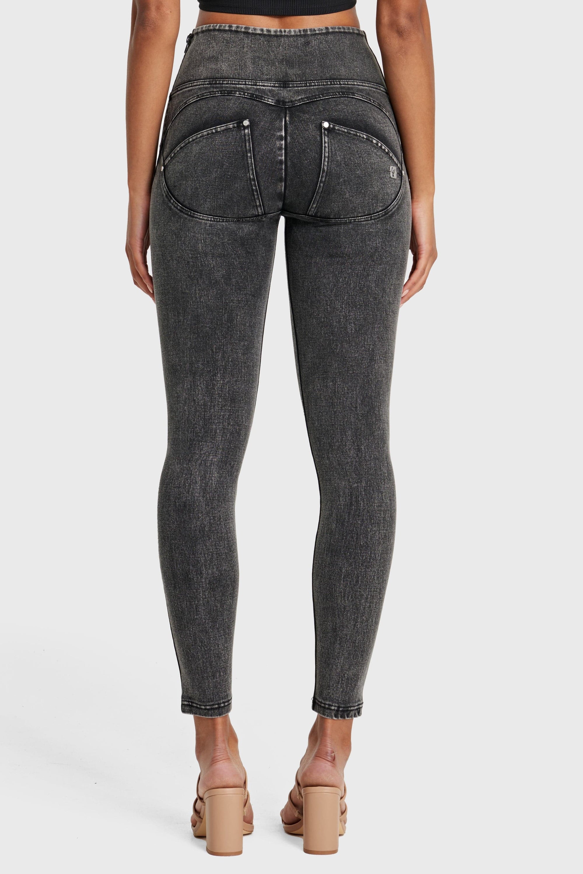 WR.UP® Snug Jeans - High Waisted - Full Length - Washed Black + Black Stitching 13